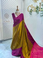 Kanjeevaram with simple dotted check body and contrast large width paisley boarder - Image 3