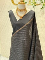 Kanjeevaram with geometric line pattern with crisscross like geometric design pallu