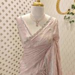 Organza with turkish embossed flower design and buttas