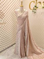Organza with turkish embossed flower design and buttas - Image 3