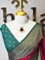 Soft silk with plain and floral contrast boarder - Image 2
