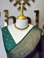 Soft silk with plain and floral contrast boarder - Image 5