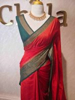 Soft silk with plain body and   contrast floral motifs on boarder in addition with diamond patterns - Image 16