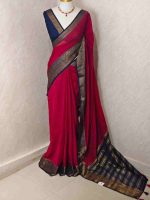 Soft silk with plain body and   contrast floral motifs on boarder in addition with diamond patterns - Image 12