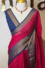 Soft silk with plain body and   contrast floral motifs on boarder in addition with diamond patterns - Image 10