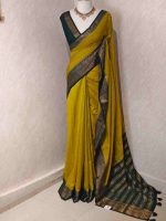 Soft silk with plain body and   contrast floral motifs on boarder in addition with diamond patterns - Image 9