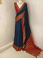 Soft silk with plain body and   contrast floral motifs on boarder in addition with diamond patterns - Image 6