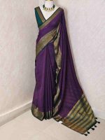 Soft silk with plain body and   contrast floral motifs on boarder in addition with diamond patterns - Image 3
