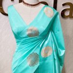 Soft silk with small flower butta and intricate flower motif border
