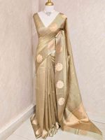 Soft silk with small flower butta and intricate flower motif border - Image 7