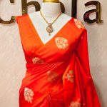 Soft silk with diamond shape butta and mugal flower like motif border