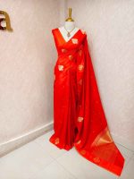 Soft silk with diamond shape butta and mugal flower like motif border - Image 3