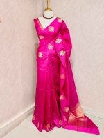 Soft silk with diamond shape butta and mugal flower like motif border - Image 5