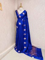 Soft silk with diamond shape butta and mugal flower like motif border - Image 8
