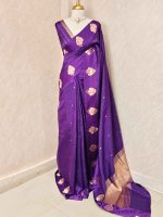 Soft silk with diamond shape butta and mugal flower like motif border - Image 11