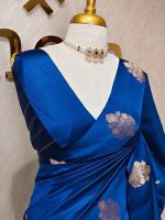 Soft silk with small buttas and mugal flower like motif border - Image 9