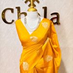 Soft silk with small buttas and mugal flower like motif border