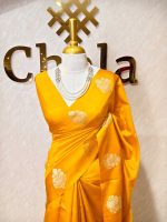 Soft silk with small buttas and mugal flower like motif border