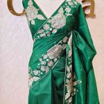 Semi tussar with rose like floral thread work boarder