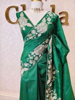Semi tussar with rose like floral thread work boarder