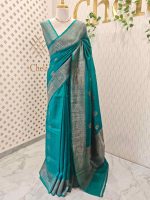 Tussar Banarasi with rose flower like buttas  pattern on the body - Image 10