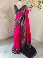 Tussar Banarasi with flower buttas on the body and big leaf design contrast border - Image 15