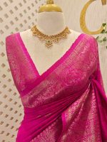 Tussar Banarasi with flower buttas on the body and big leaf design self border - Image 8