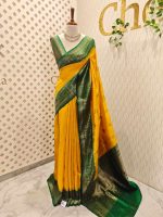 Tussar Banarasi with leaf like buttas and contrast border - Image 7