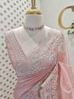 Tissue organza with plant pearl like embroidery work - Image 5