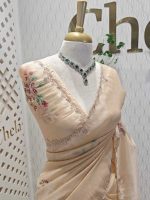 Tissue silk with floral design includes sticky stones and cut beads - Image 3