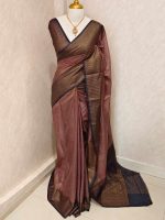 Tissue silk with micro check body and zig zag like pattern border - Image 17