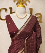 Viscose with check design and thin border (Dark) - Image 92