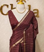 Viscose with check design and thin border (Dark) - Image 91