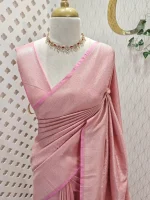 Banarasi with elaborate raised pattern and woven metallic gold zeri - Image 16