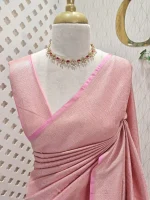 Banarasi with elaborate raised pattern and woven metallic gold zeri - Image 17