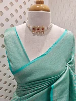 Banarasi with elaborate raised pattern and woven metallic gold zeri - Image 14