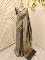 Banarasi with traditional multi-line border and floral jaal patterns. - Image 6