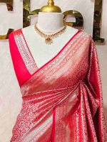 Banarasi with traditional multi-line border and floral jaal patterns. - Image 14