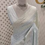 Chanderi with 4shades dyeing and chikankari -inspired embroidery pattern