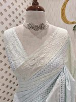Chanderi with 4shades dyeing and chikankari -inspired embroidery pattern - Image 2
