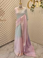Chanderi with 4shades dyeing and chikankari -inspired embroidery pattern - Image 9