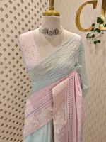 Chanderi with 4shades dyeing and chikankari -inspired embroidery pattern - Image 7