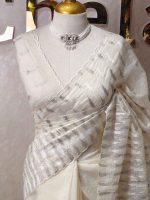 Crushed organsa with horizontal crushed effect thread work and with delicate scallop - Image 10