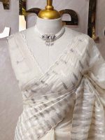 Crushed organsa with horizontal crushed effect thread work and with delicate scallop - Image 11