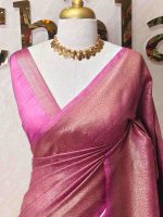 Georgette Banarasi with paisley-inspired zari woven motifs on the body and a traditional zari border - Image 2