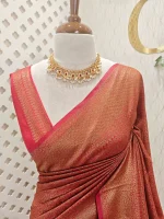 Georgette Banarasi with paisley-inspired zari woven motifs on the body and a traditional zari border - Image 5