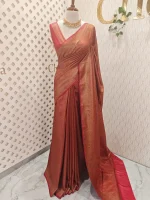 Georgette Banarasi with paisley-inspired zari woven motifs on the body and a traditional zari border - Image 6