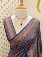 Georgette banarasi with all-over zari basket-weave pattern and floral zari woven border - Image 18