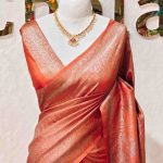 Georgette banarasi with all-over zari basket-weave pattern and floral zari woven border