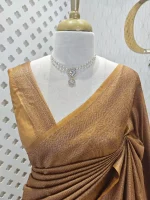 Georgette banarasi with all-over zari basket-weave pattern and floral zari woven border - Image 11